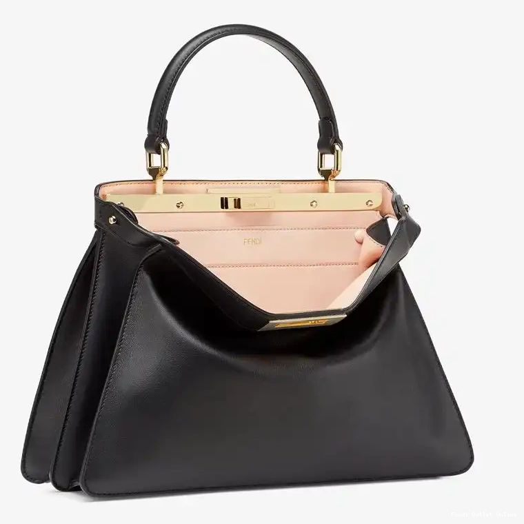 Black Medium In Fendi Laether Nappa Peekaboo Bag ISeeU 0503
